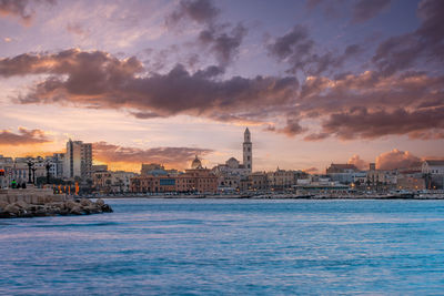 Panoramic view of bari, southern italy. basilica san nicola in the background.