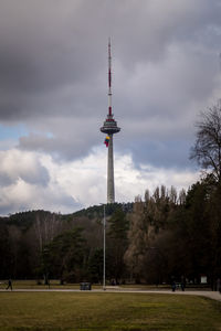 View of tower against cloudy sky