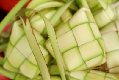 High angle view of chopped vegetables in container