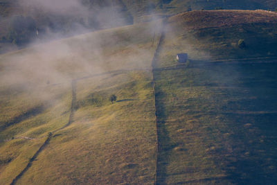 High angle view of field