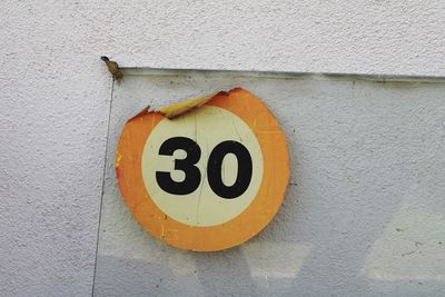 Close-up of speed limit sign