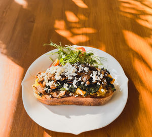 Close-up of food in plate on table