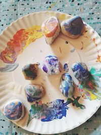 High angle view of cake on table