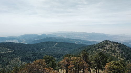 High angle view of mountains against sky