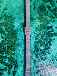 High angle view of wooden wall