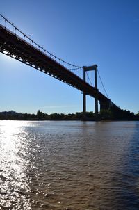 Low angle view of bridge over river against clear sky