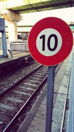 Information sign on railroad station platform