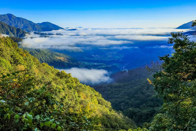Scenic view of mountains against sky