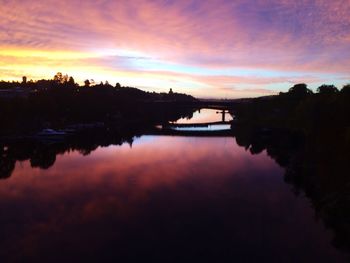 Sunset over calm lake