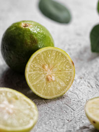 High angle view of lemon on table