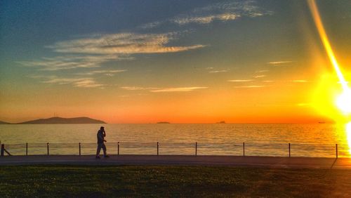 Scenic view of sunset over sea