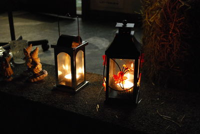 Close-up of illuminated lantern