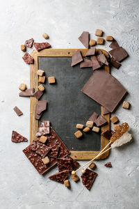 High angle view of food on table