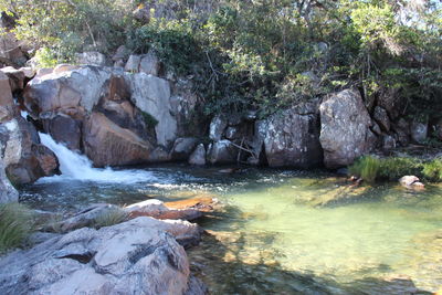 Scenic view of waterfall