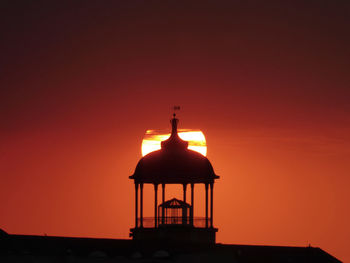 Silhouette tower of building against sky during sunset