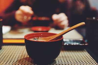 Close-up of coffee on table