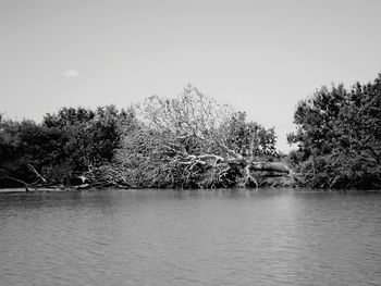 Scenic view of lake against clear sky