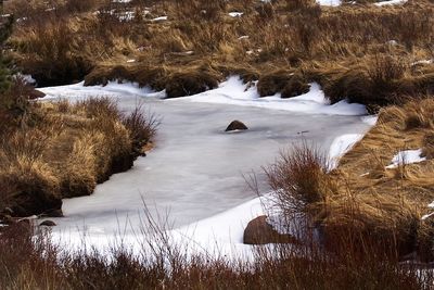 Scenic view of frozen lake during winter