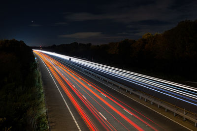 A long exposure of a motorway at night