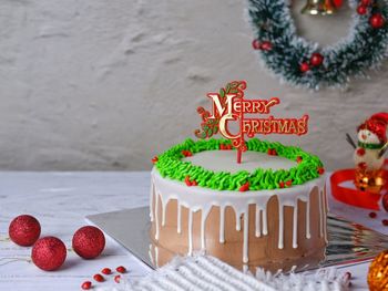 Close-up of cake on table