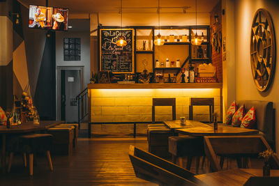 Empty chairs and tables at home