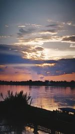 Scenic view of lake at sunset