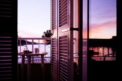 View on balcony in front of sea in evening light