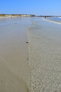 Scenic view of beach against clear sky