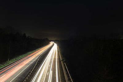 Light trails on highway at night