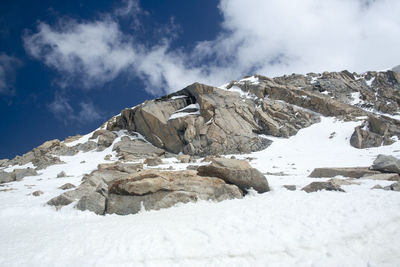 Scenic view of mountains against sky during winter