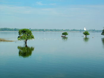 Scenic view of lake against sky