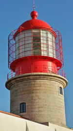 Low angle view of water tower against clear sky