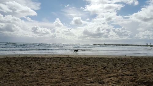 Scenic view of sea against cloudy sky