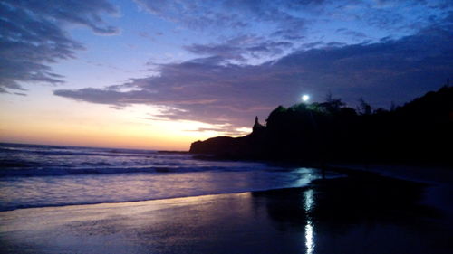 Scenic view of sea at sunset