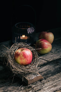 Close-up of apples on table