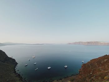 High angle view of sea against clear sky