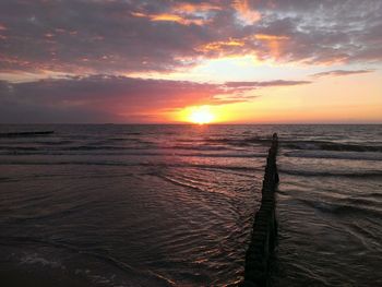 Scenic view of sea at sunset