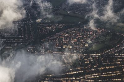 High angle view of buildings in city