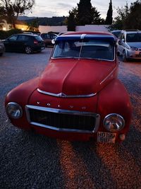 Vintage car parked on road