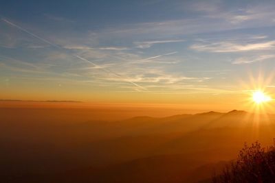 Scenic view of silhouette landscape against sky during sunset