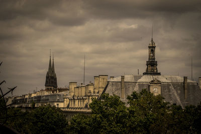 High section of historic building against cloudy sky