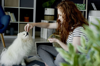 Woman sitting at home