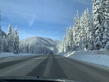 Road seen through car windshield