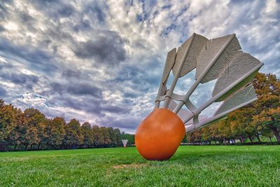 Low angle view of field against sky