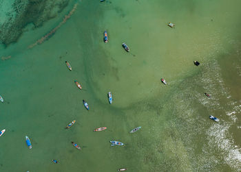 High angle view of people on land
