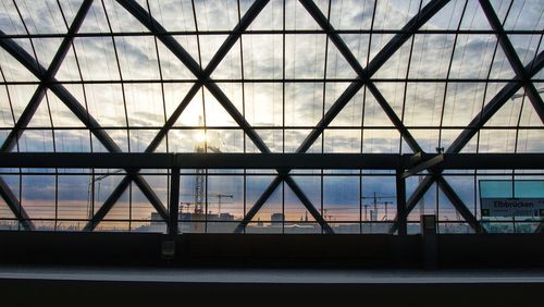 Low angle view of skylight in building