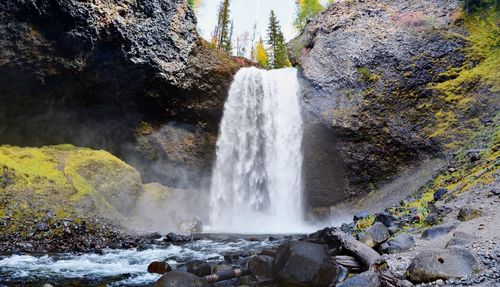 Scenic view of waterfall