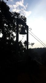 Low angle view of silhouette trees against sky