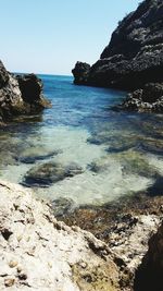 Scenic view of sea against clear sky