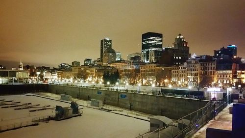 View of illuminated cityscape